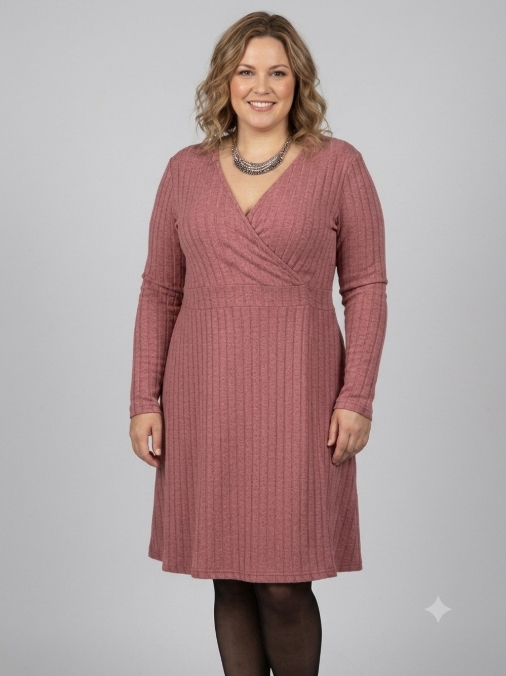 😍CLEARANCE  Pink Knit Crossover Dress Large